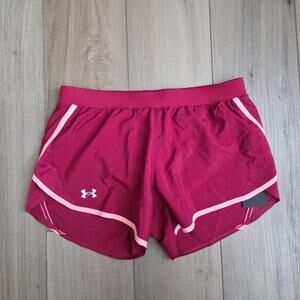 UA Under Armour Fly By 2.0 Burgundy Loose Fit Running Shorts Women Sz M